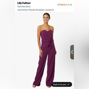 Lilly Pulitzer Rosalie Strapless Jumpsuit. Color: Amarena Cherry